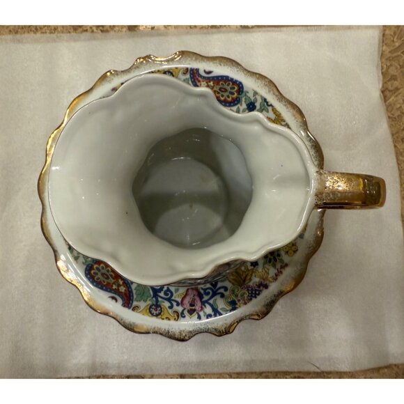 Lefton Vintage Porcelain Floral Pitcher & Basin With Gold Accents - Picture 2 of 11
